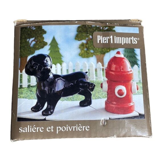 Pier 1 imports salt and pepper shaker set dog and hydrant - Picture 2 of 3